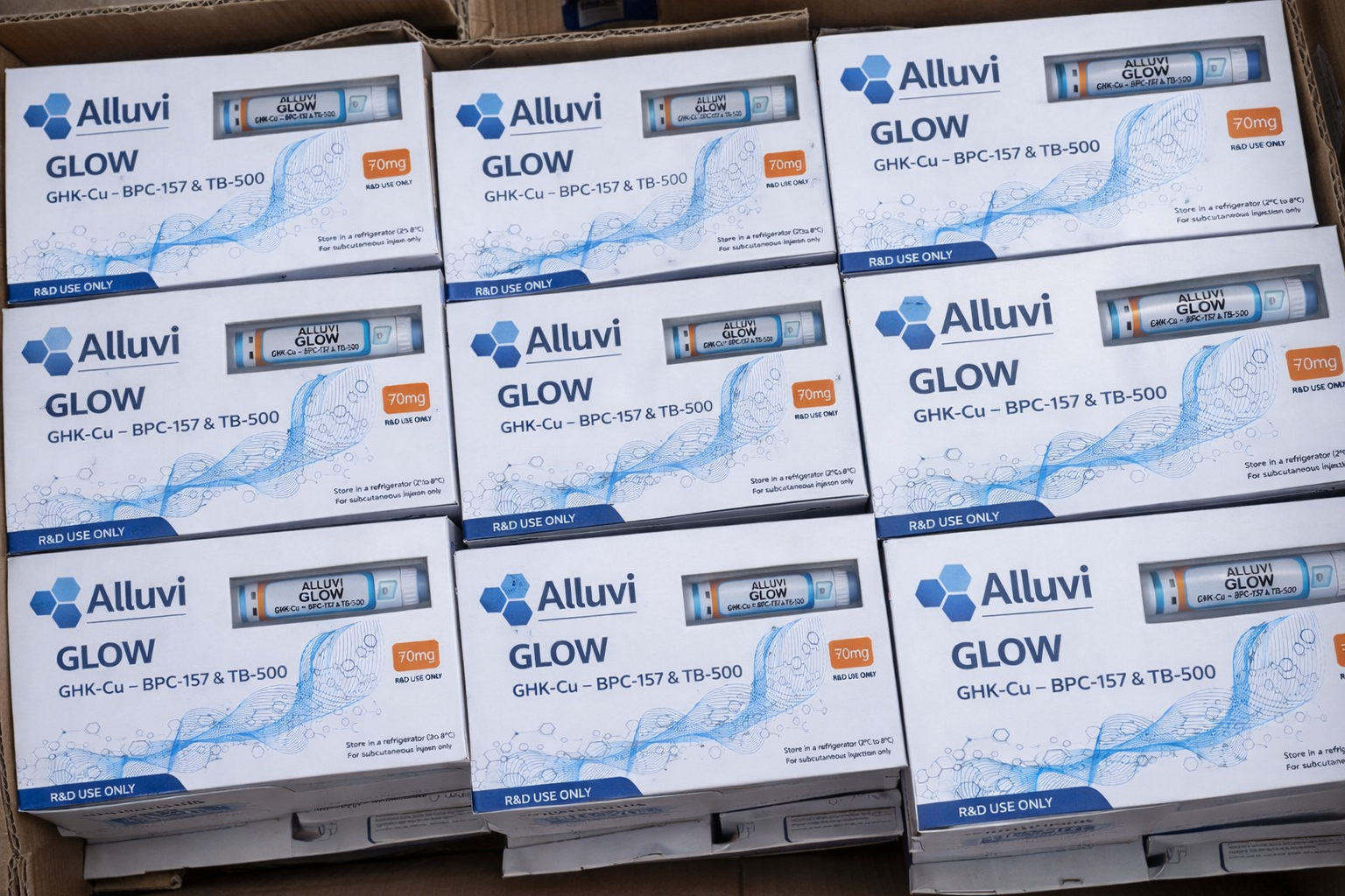glow ghk cu alluvi Glow 70mg (R&D Only) – High-Purity Peptide Research Kit main image 0